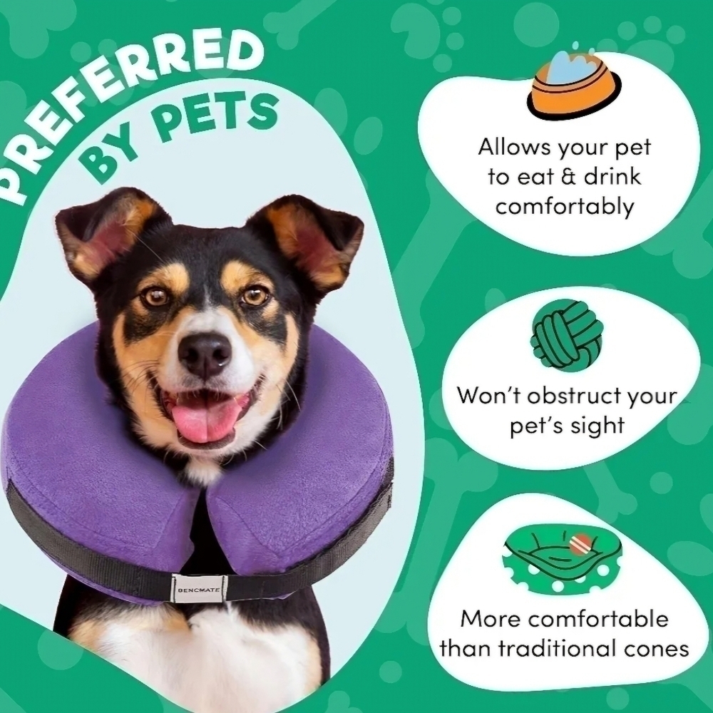 BENCMATE Protective Inflatable Collar for Dogs and Cats - Soft Pet Recovery Lg